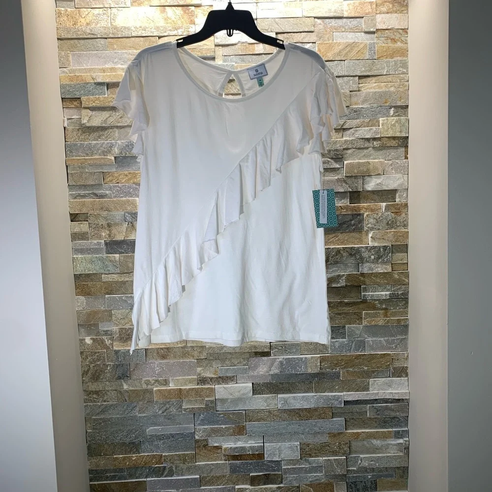 SUSINA Draped Ruffle Panel Tee - Picture 3 of 6